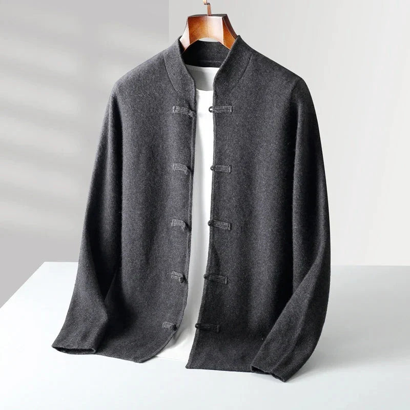 Men's Mandarin Collar Toggle Knit Cardigan 3