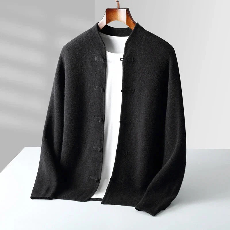 Men's Mandarin Collar Toggle Knit Cardigan 4