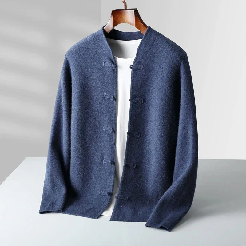 Men's Mandarin Collar Toggle Knit Cardigan 7