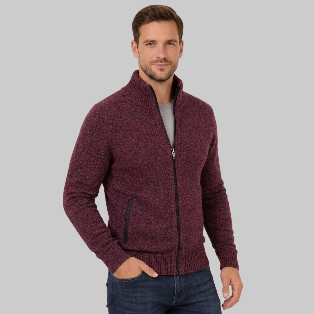 Men's Merino Wool Full-Zip Sweater with Minimalist Design - 6