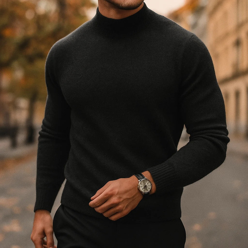 Men's Merino Wool Semi-Turtleneck Sweater 0
