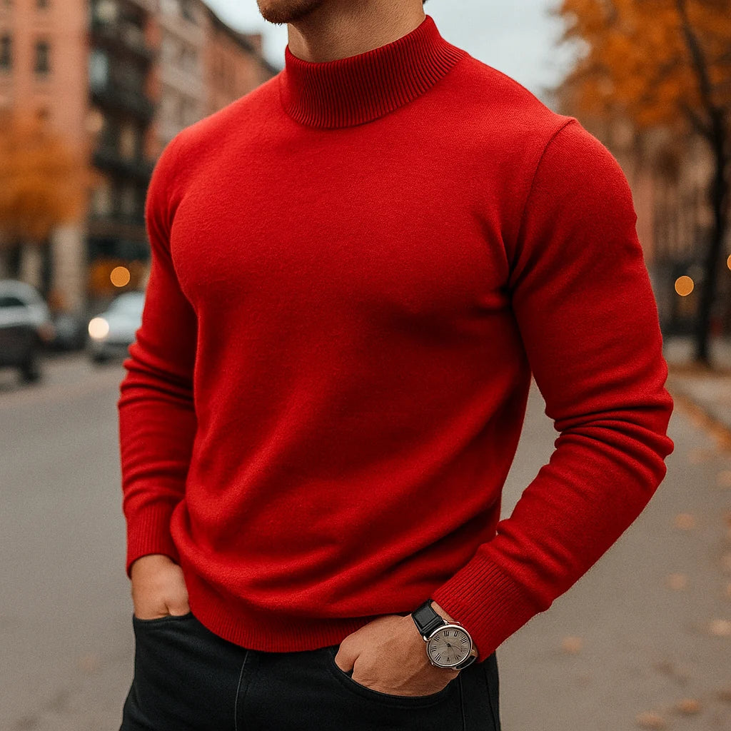Men's Merino Wool Semi-Turtleneck Sweater 1