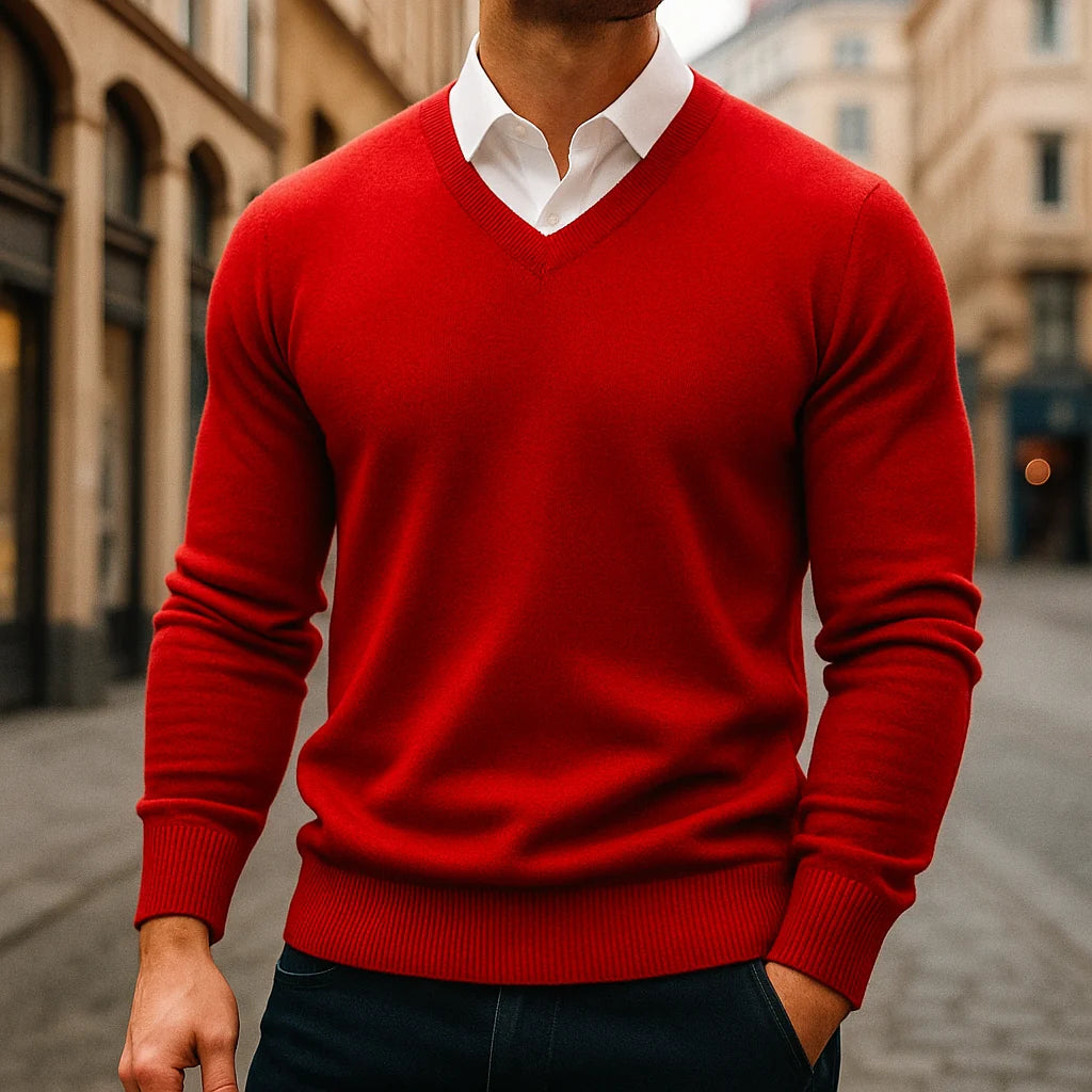 Men's Merino Wool V-Neck Sweater 0