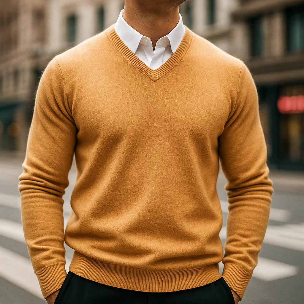 Men's Merino Wool V-Neck Sweater 1