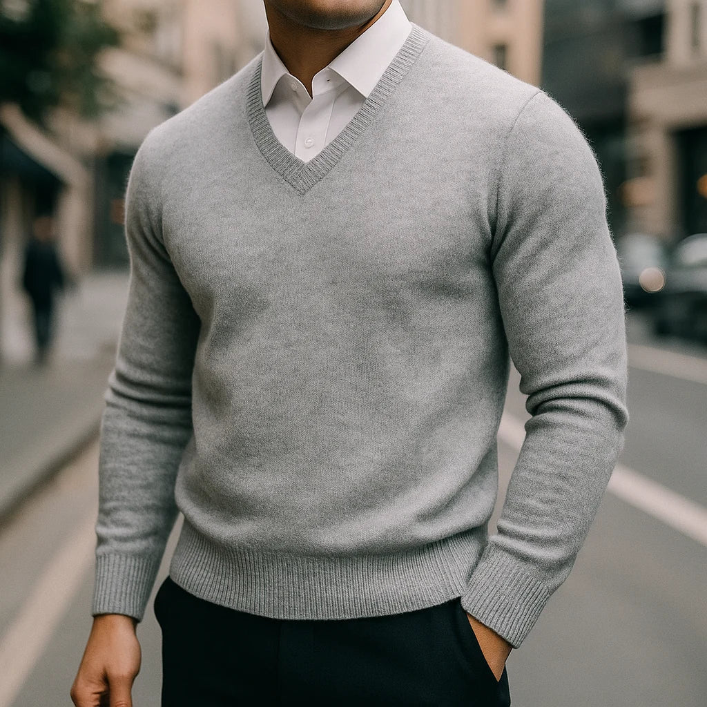 Men's Merino Wool V-Neck Sweater 2