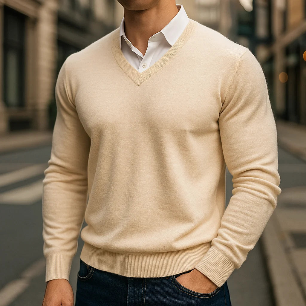 Men's Merino Wool V-Neck Sweater 6
