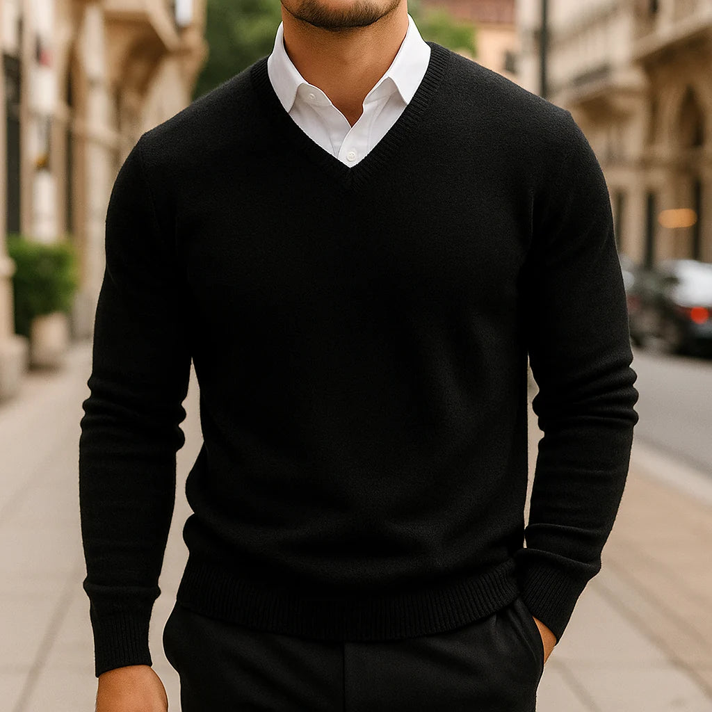 Men's Merino Wool V-Neck Sweater 7