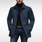 Men's Mid-Length Button-Front Overcoat with Point Collar and Side Pockets 2