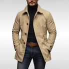 Men's Mid-Length Button-Front Overcoat with Point Collar and Side Pockets 4