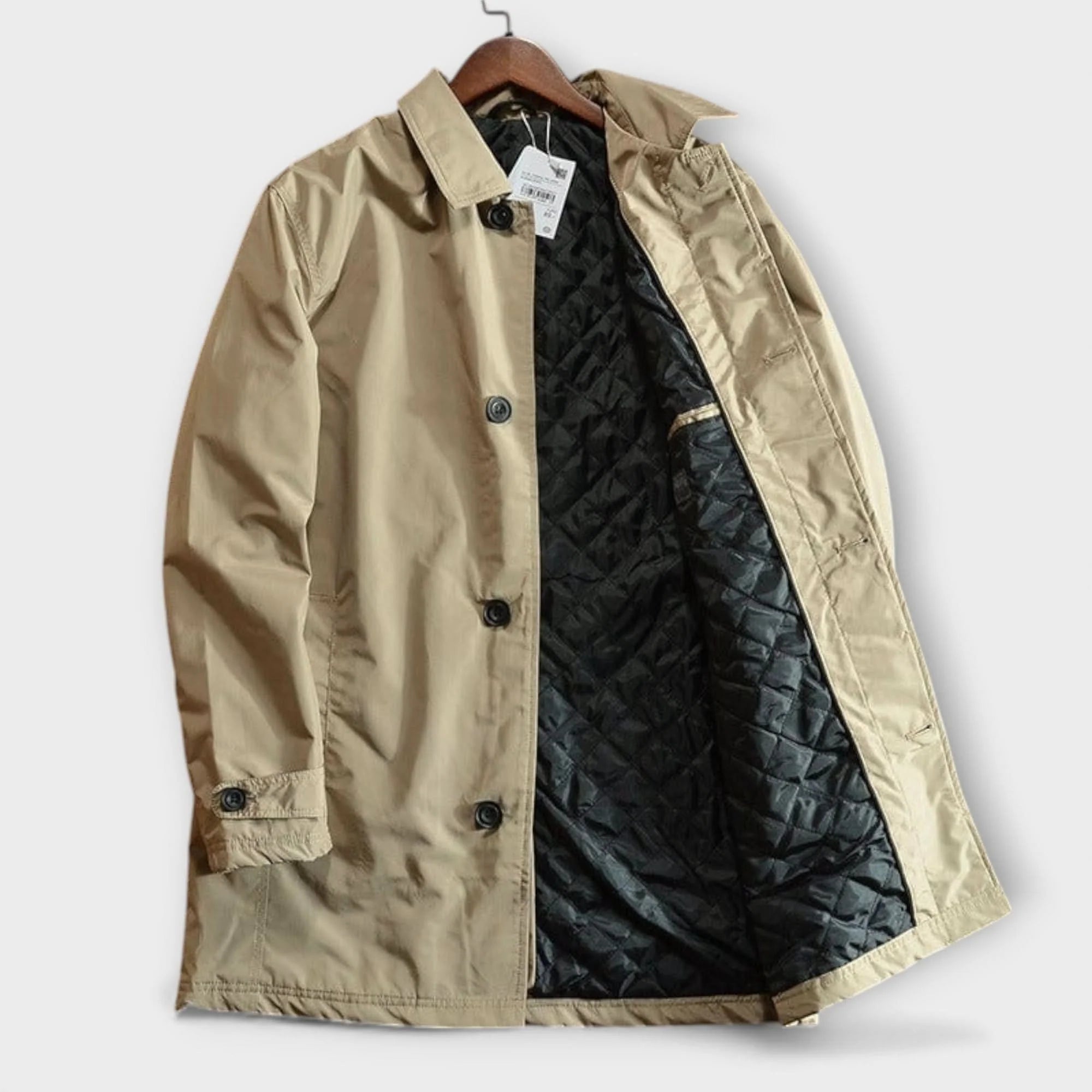 Men's Mid-Length Button-Front Overcoat with Point Collar and Side Pockets 6
