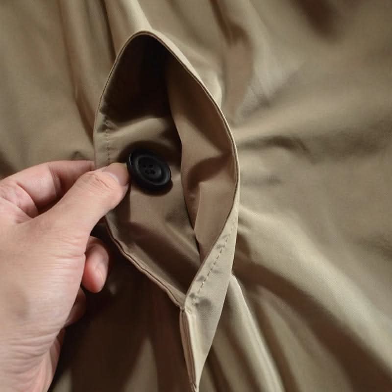 Men's Mid-Length Button-Front Overcoat with Point Collar and Side Pockets 7