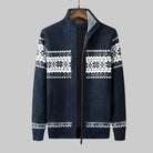 Men's Norwegian Pattern Zip-Up Cardigan with High Collar 0
