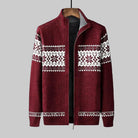 Men's Norwegian Pattern Zip-Up Cardigan with High Collar 1