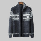 Men's Norwegian Pattern Zip-Up Cardigan with High Collar 3