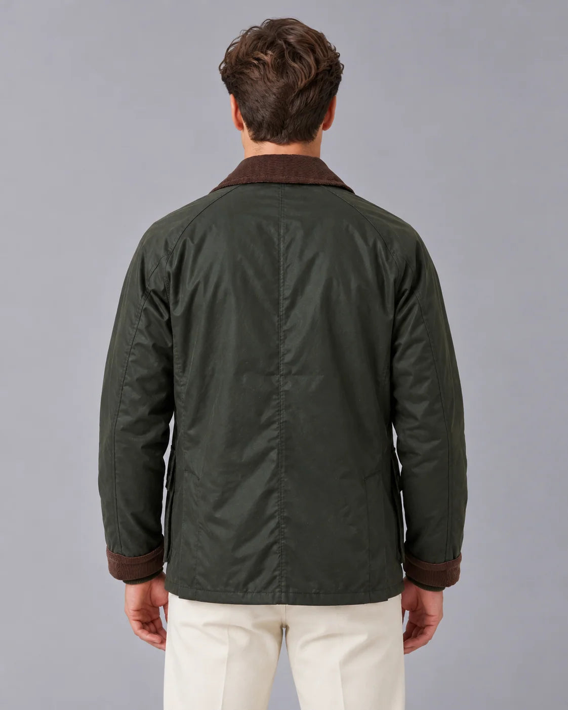 Men's Oil-Waxed Nylon Barn Jacket with Corduroy Collar 3