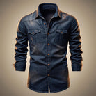 Men's Organic Cotton Denim Shirt with Button-Front and Multiple Pockets 0