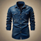 Men's Organic Cotton Denim Shirt with Button-Front and Multiple Pockets 1