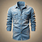 Men's Organic Cotton Denim Shirt with Button-Front and Multiple Pockets 2