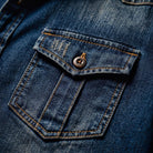 Men's Organic Cotton Denim Shirt with Button-Front and Multiple Pockets 6