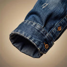 Men's Organic Cotton Denim Shirt with Button-Front and Multiple Pockets 7
