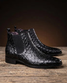 Men's Ostrich-Embossed Leather Slip-On Boots with Cushioned Insoles 2