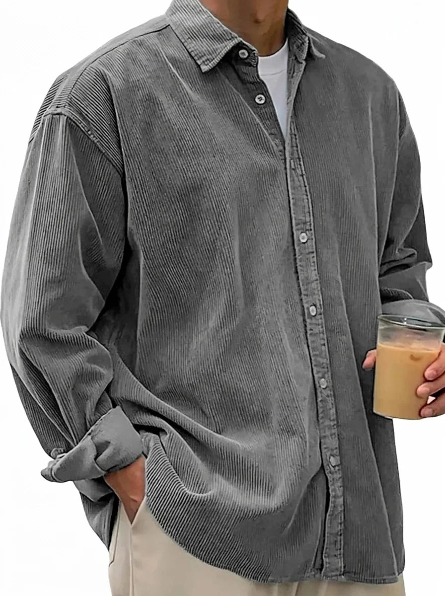 Men's Oversized Corduroy Button-Down Shirt 0