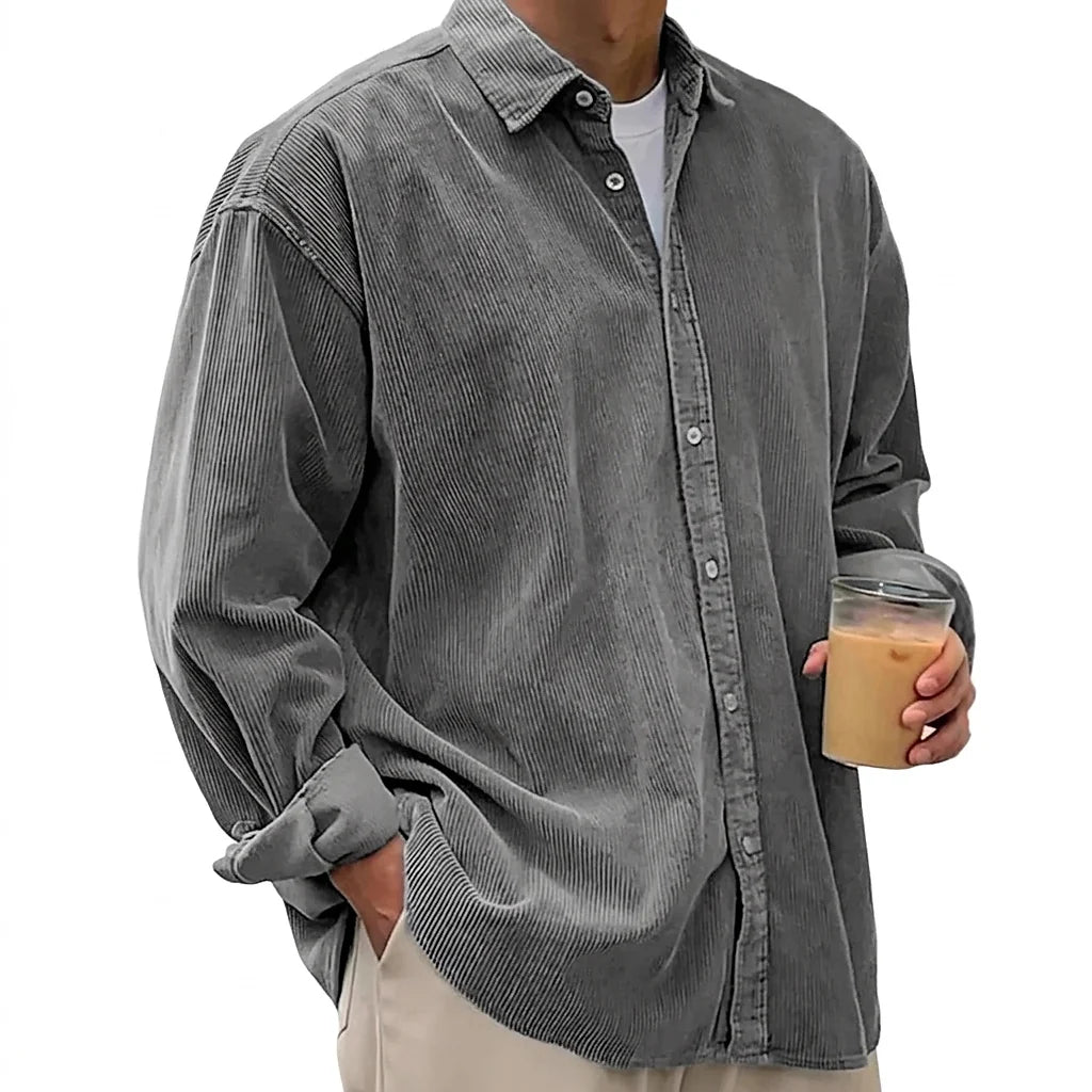 Men's Oversized Corduroy Button-Down Shirt 1