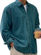 Men's Oversized Corduroy Button-Down Shirt 10