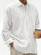 Men's Oversized Corduroy Button-Down Shirt 11