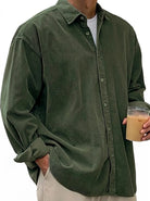 Men's Oversized Corduroy Button-Down Shirt 12