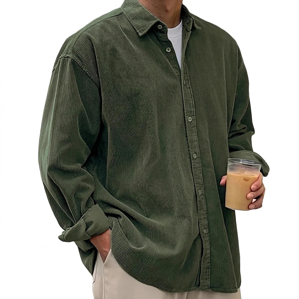 Men's Oversized Corduroy Button-Down Shirt 2