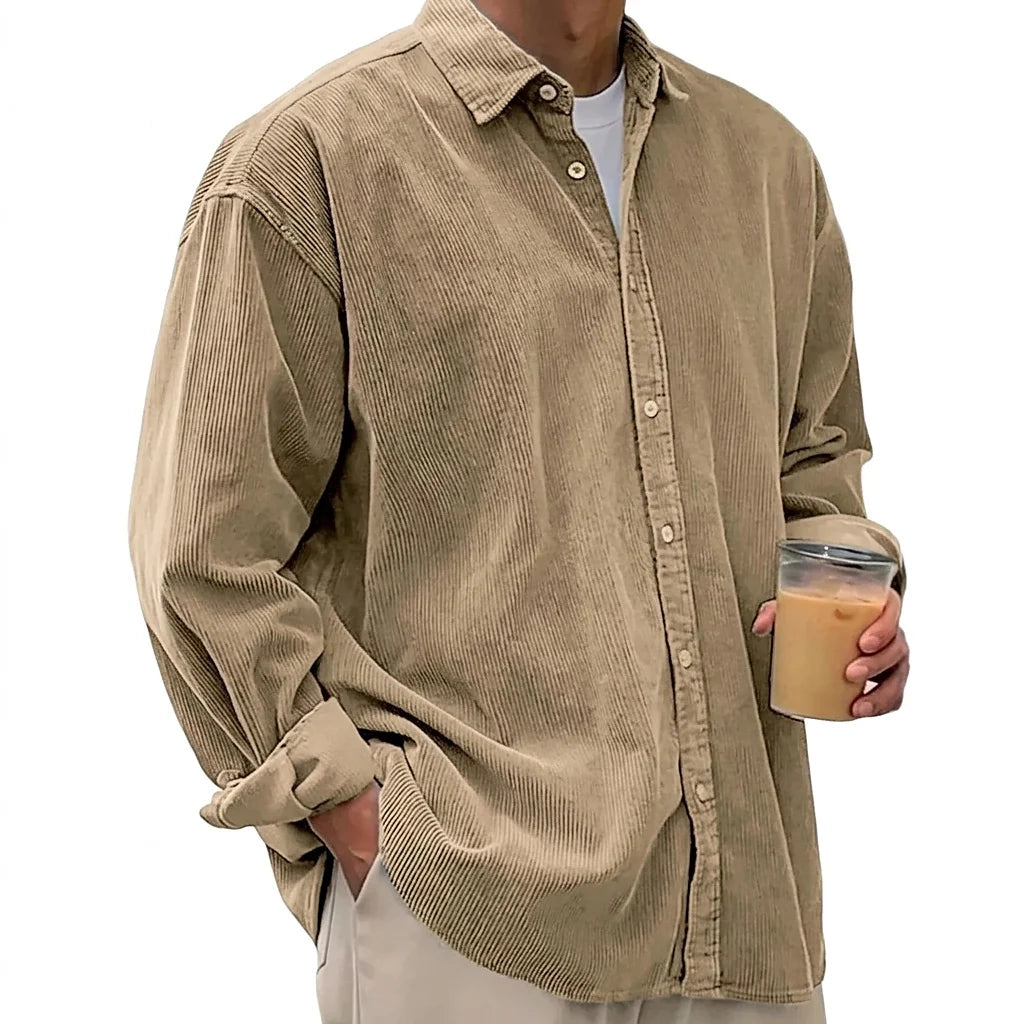 Men's Oversized Corduroy Button-Down Shirt 3