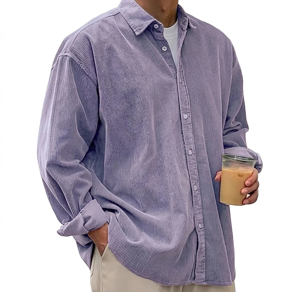 Men's Oversized Corduroy Button-Down Shirt 4