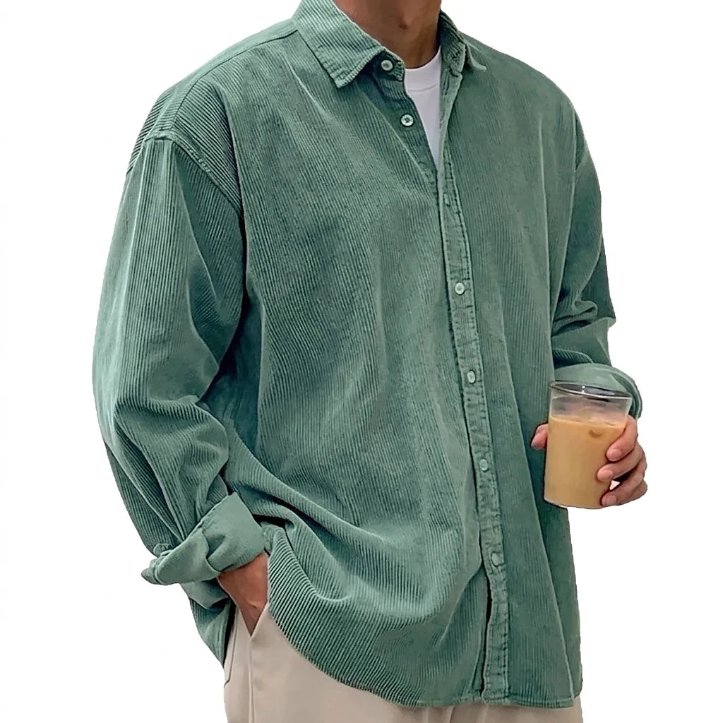 Men's Oversized Corduroy Button-Down Shirt 5