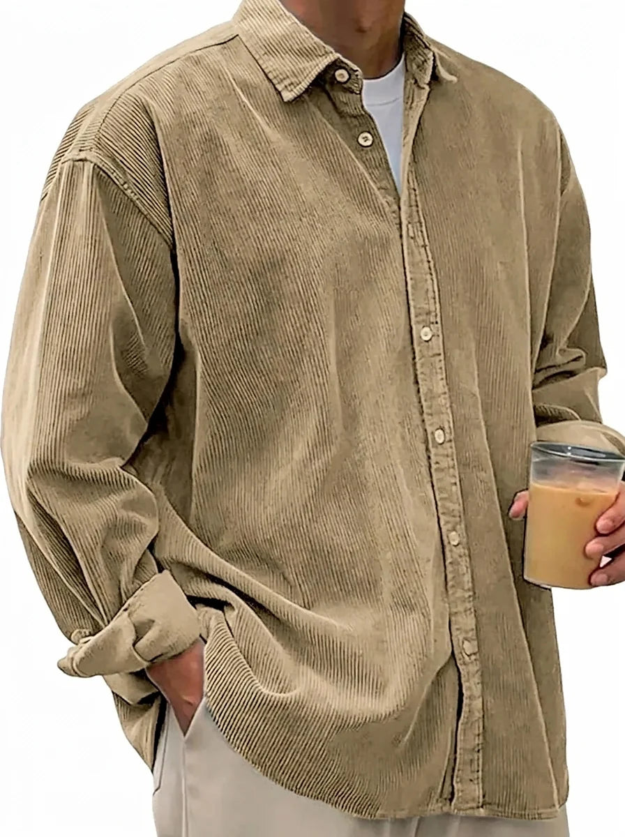 Men's Oversized Corduroy Button-Down Shirt 7