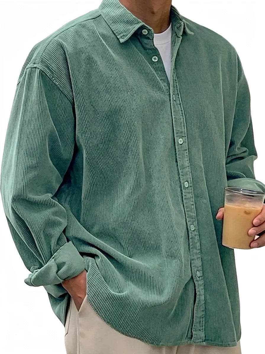 Men's Oversized Corduroy Button-Down Shirt 8