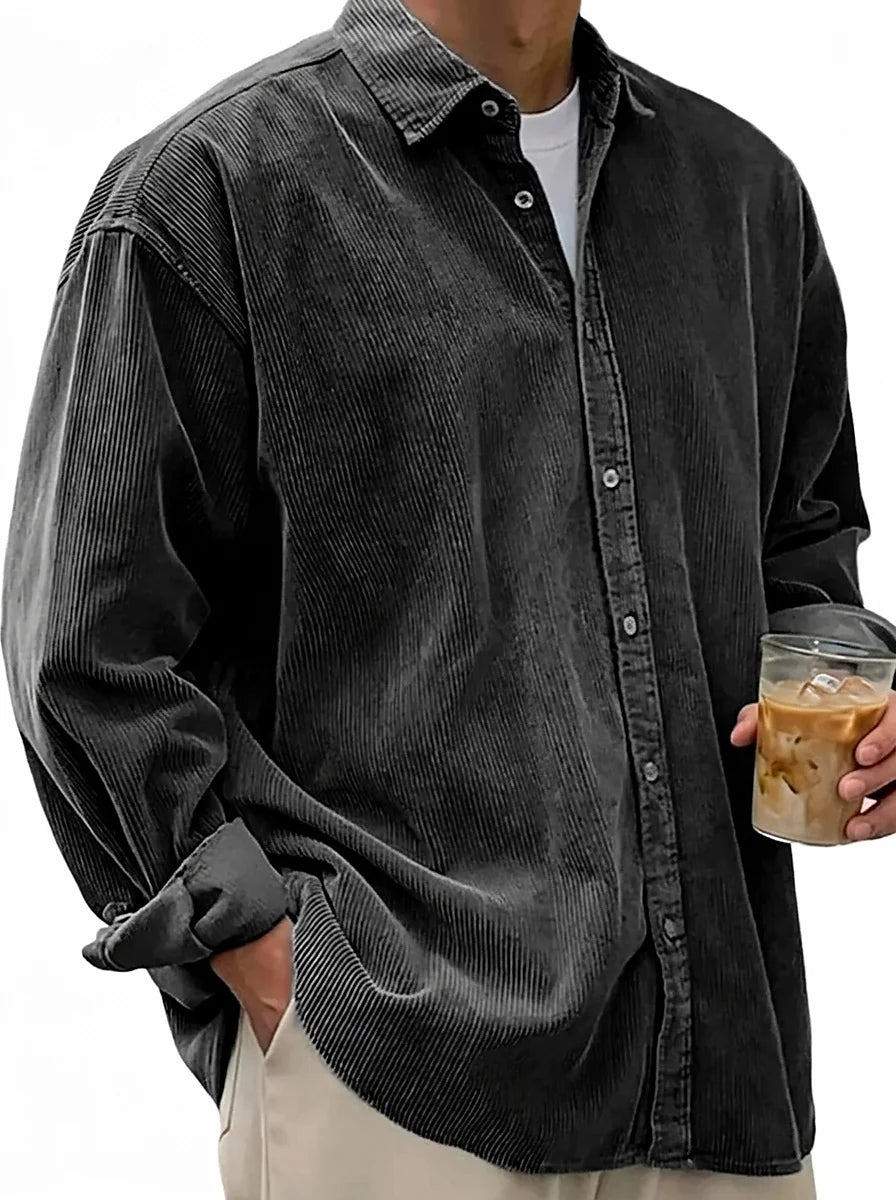 Men's Oversized Corduroy Button-Down Shirt 9