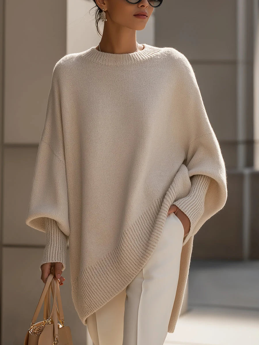 Men's Oversized Knit Crewneck Sweater with Ribbed Trim 0