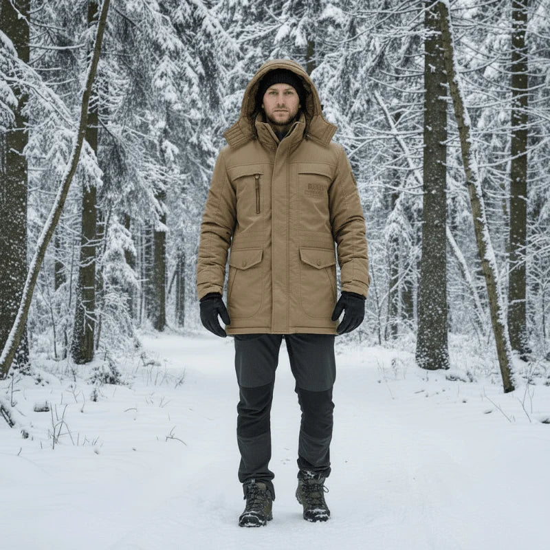 Men's Padded Parka with Detachable Hood and Fleece Lining 1