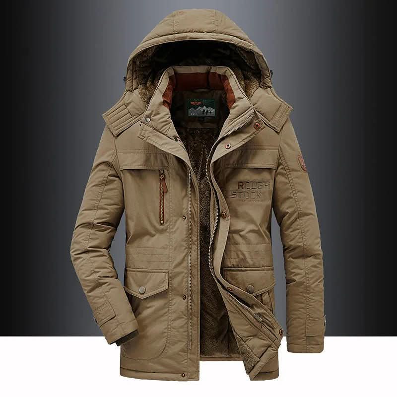 Men's Padded Parka with Detachable Hood and Fleece Lining 3