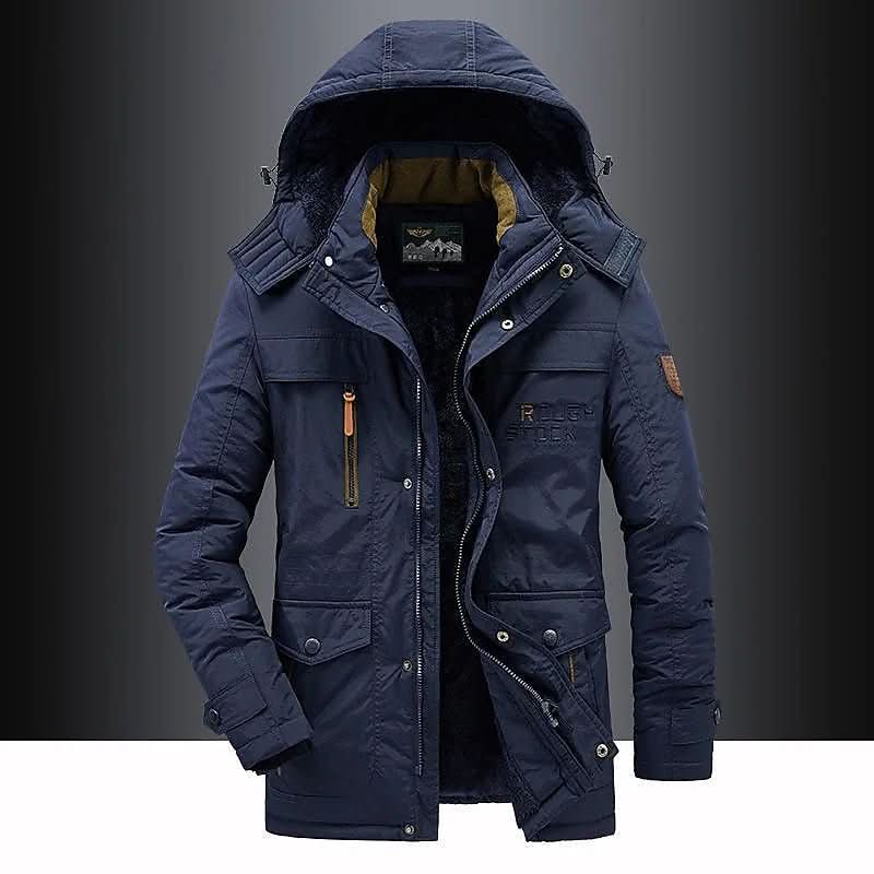 Men's Padded Parka with Detachable Hood and Fleece Lining 4