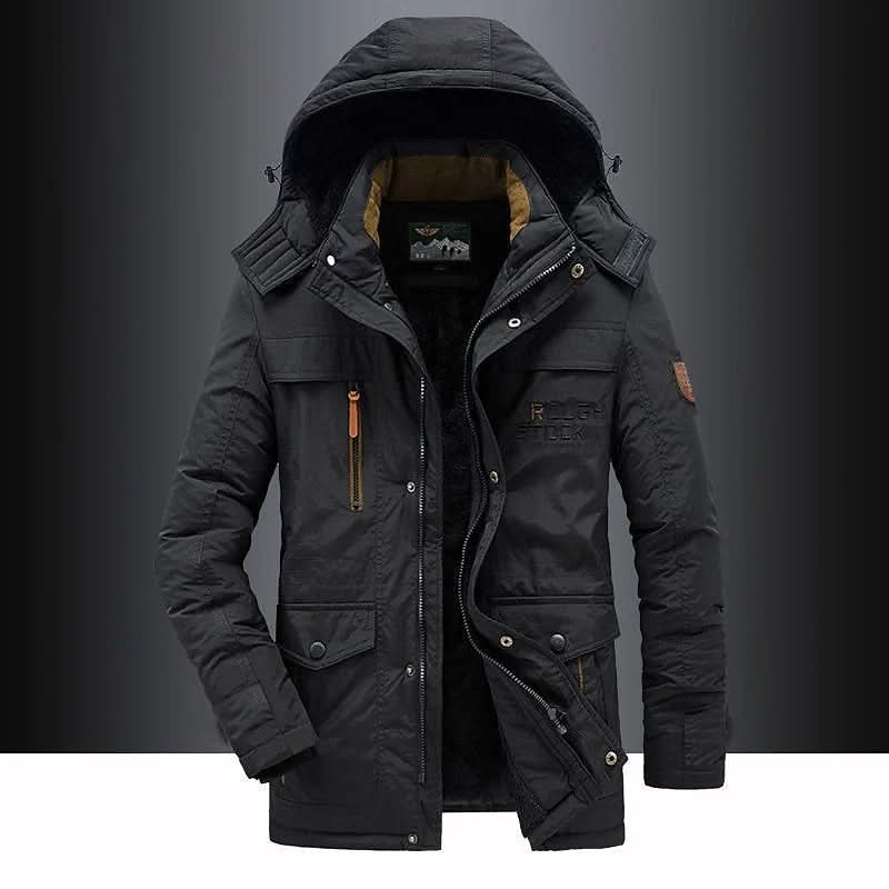 Men's Padded Parka with Detachable Hood and Fleece Lining 5