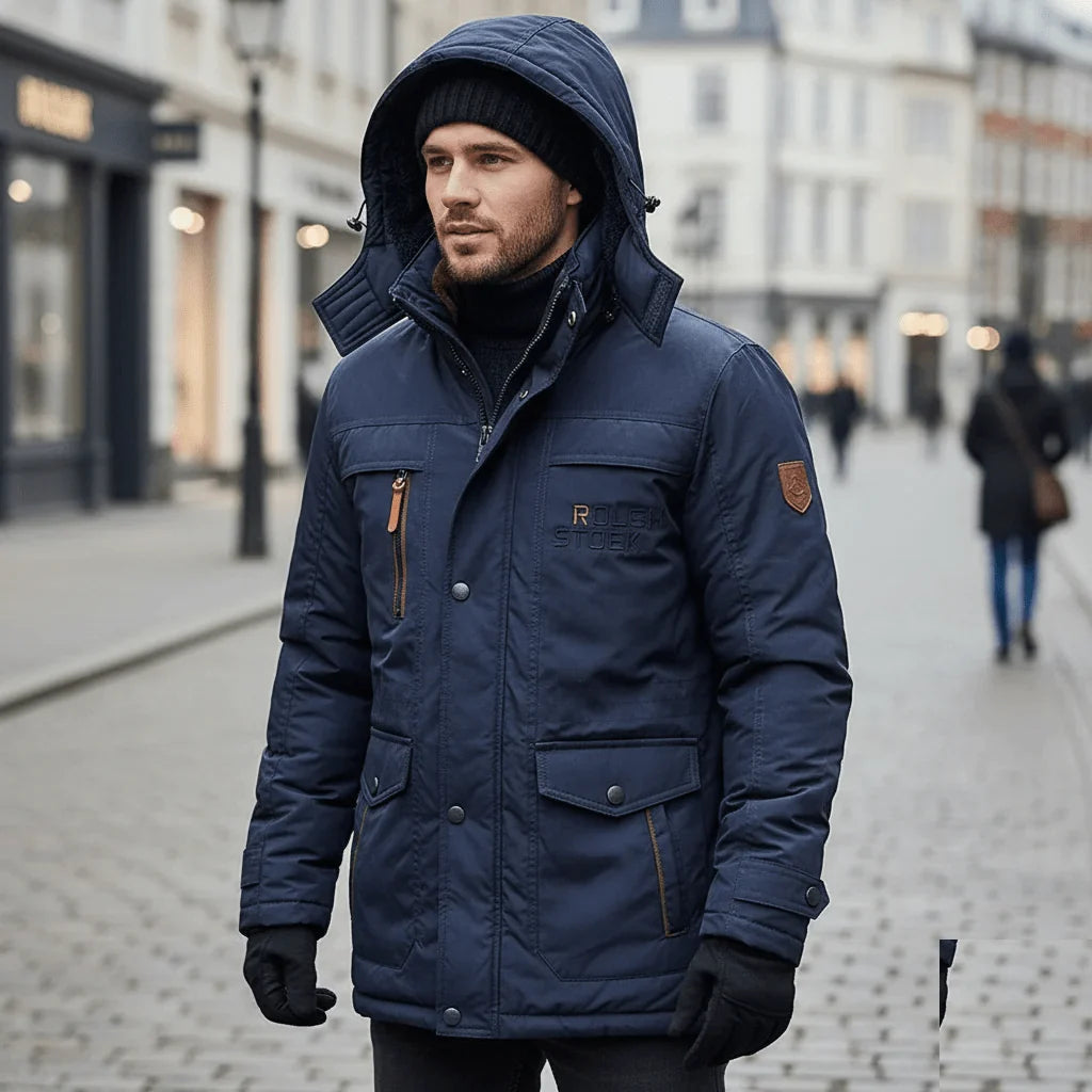 Men's Padded Parka with Detachable Hood and Fleece Lining 8