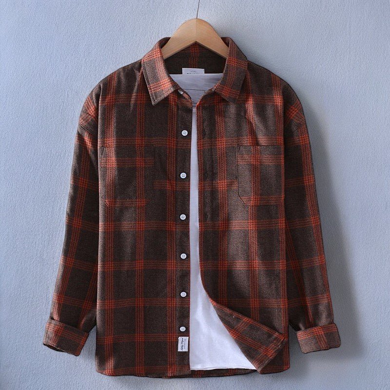 Men's Plaid Button-Down Flannel Shirt Relaxed Fit with Chest Pockets 1
