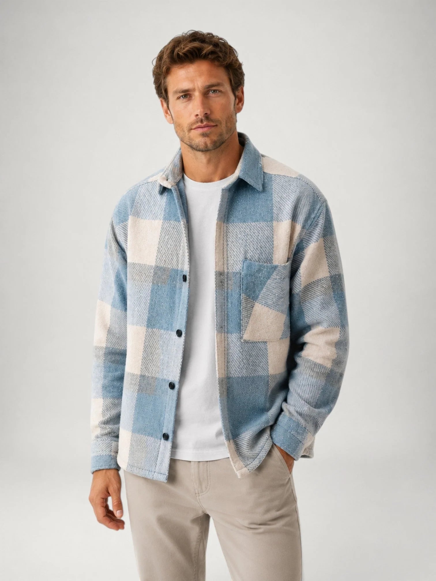 Men's Plaid Flannel Relaxed-Fit Overshirt Jacket 7