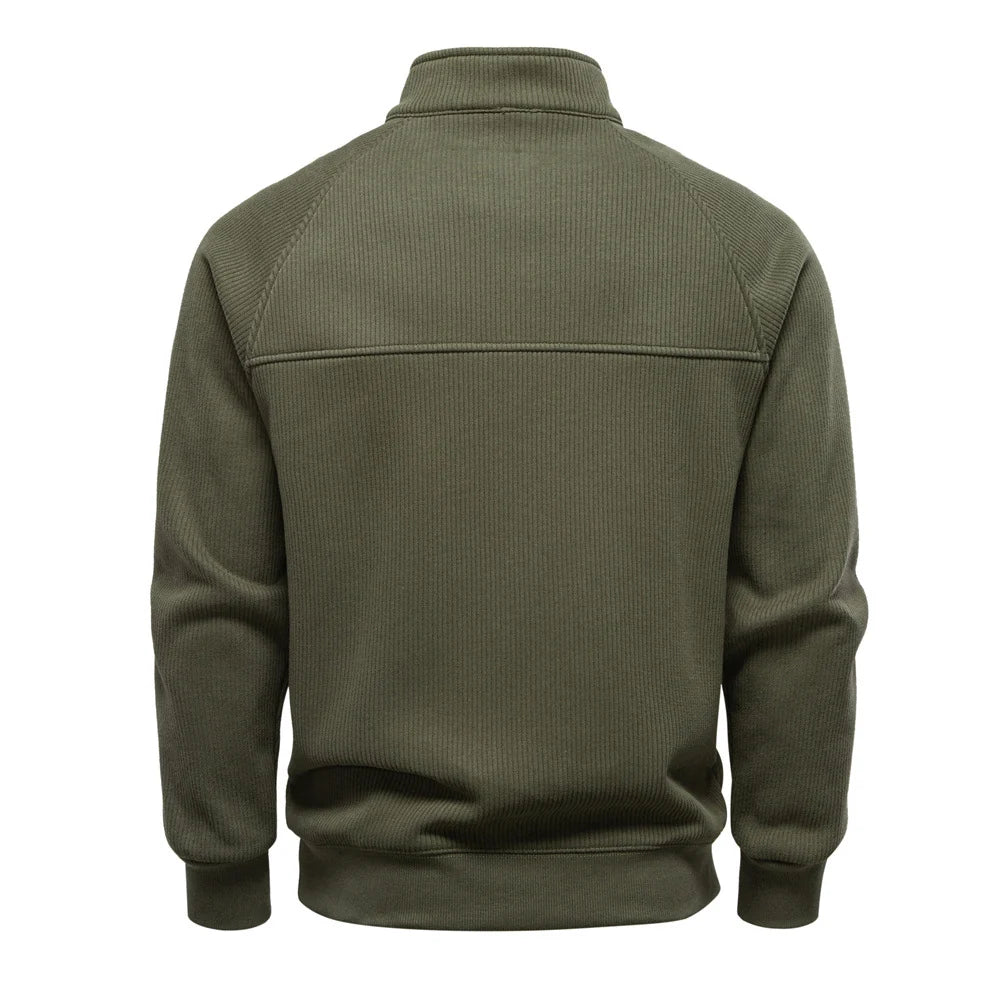 Men's Quarter-Zip Ribbed Knit Sweater with Fleece Lining 5