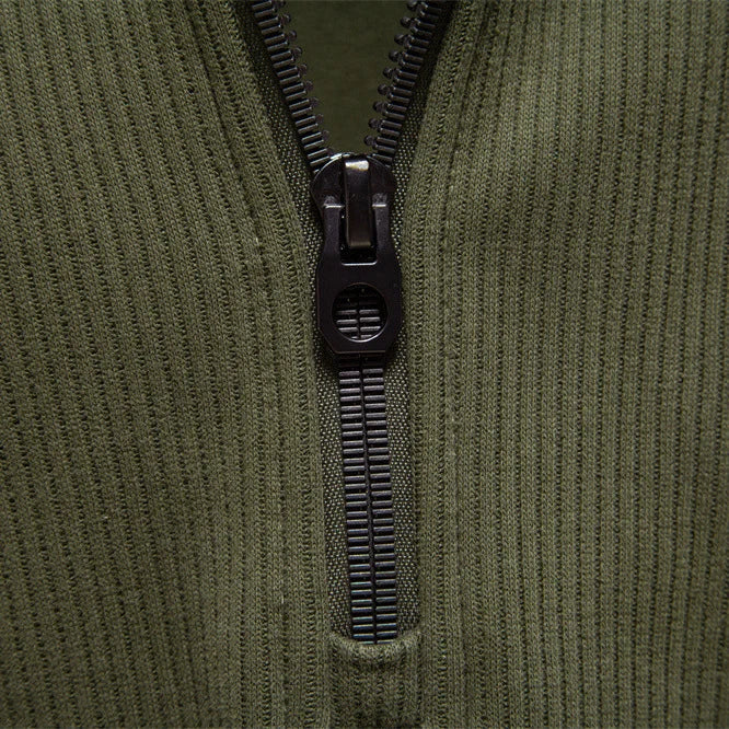 Men's Quarter-Zip Ribbed Knit Sweater with Fleece Lining 7