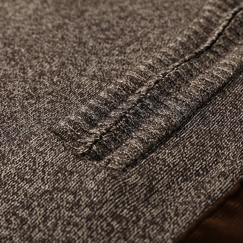 Men's Quarter-Zip Sweater with Contrast Panel and High Collar 8