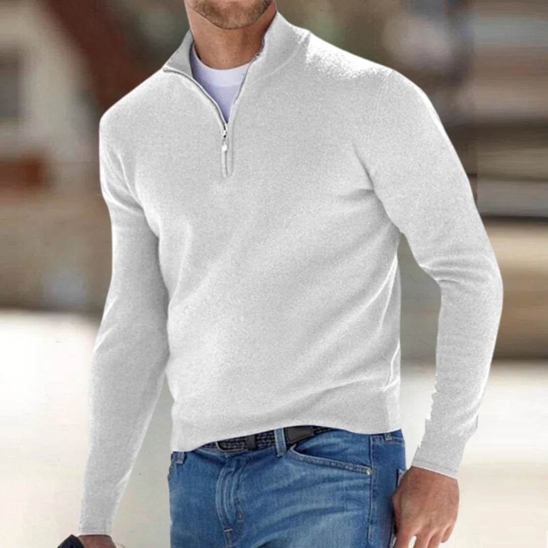 Men's Quarter Zip Pullover with Relaxed Fit and Adjustable Closure 1