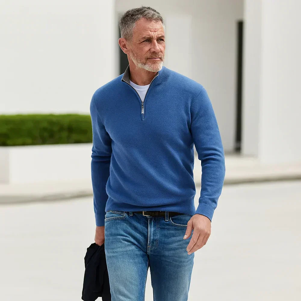 Men's Quarter Zip Pullover with Relaxed Fit and Adjustable Closure 7